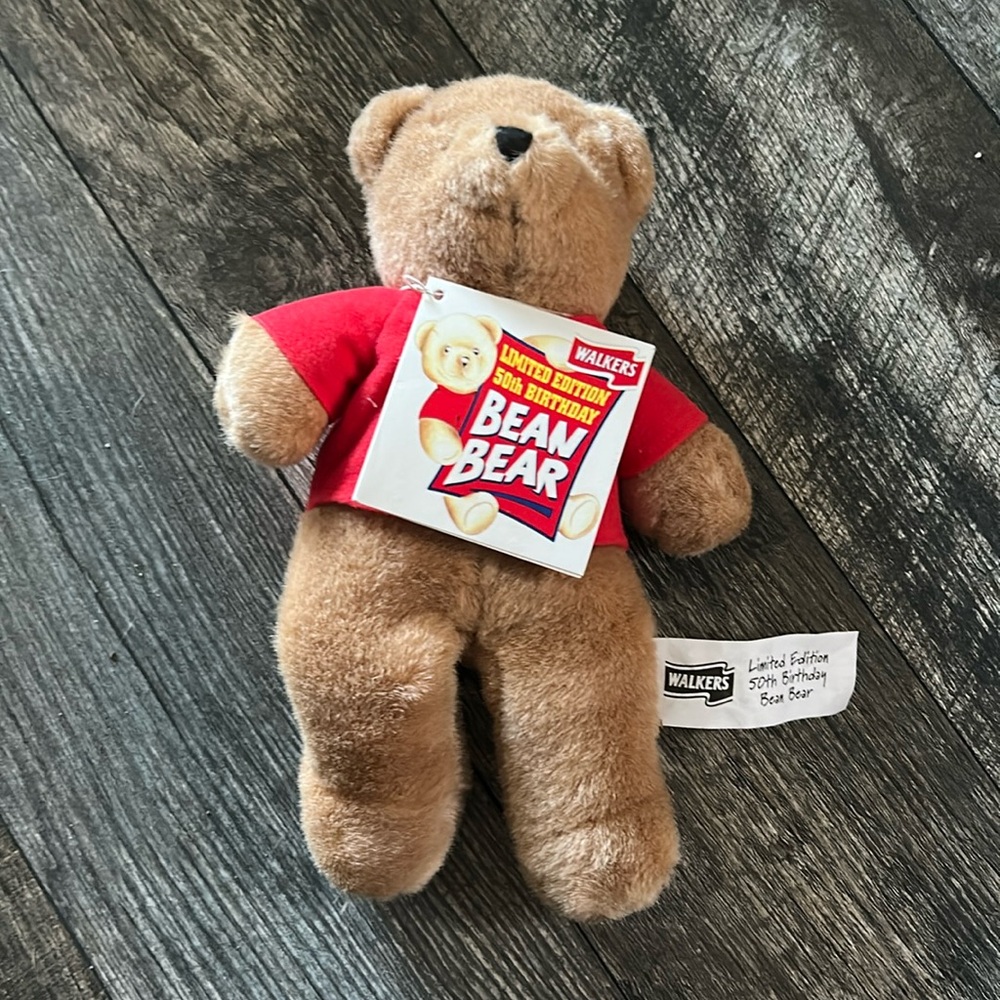 Limited Edition Walkers Crisps Vintage Teddy Bear 50th Birthday Bean Bag Plush